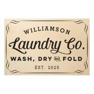 Personalized Laundry Co Wash Dry Fold Sign