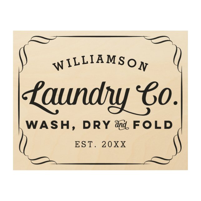 Personalized Laundry Co Wash Dry Fold Sign (Front)
