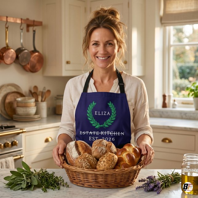 Personalized Laurel Wreath Estate Kitchen Custom  Apron (#mother'sday)