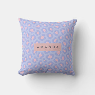 Personalized Lavender and Blush Pink Leopard Print Throw Pillow