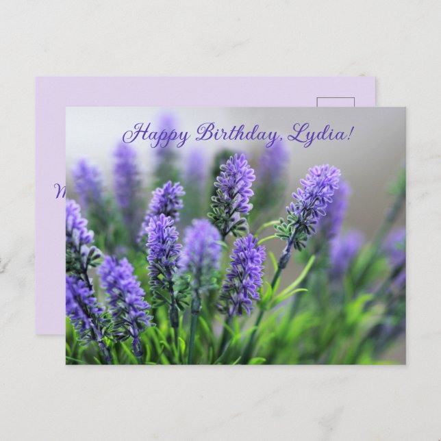 Personalized Lavender Birthday Card (Front/Back)