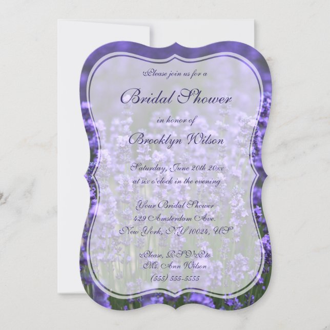 Personalized Lavender Bridal Shower Invite Bracket (Front)