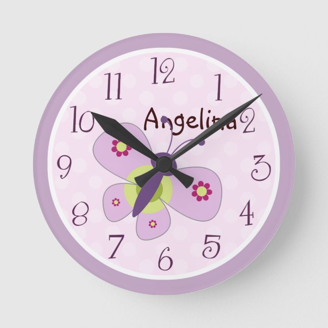 Personalized Lavender Butterfly Clock (Front)