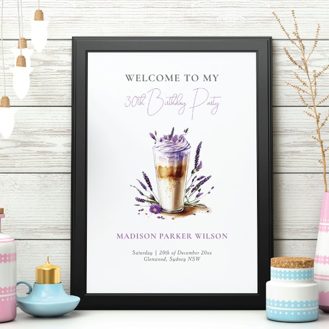 Personalized Lavender Coffee Birthday Welcome Poster (Creator Uploaded)