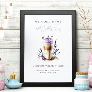 Personalized Lavender Coffee Birthday Welcome Poster