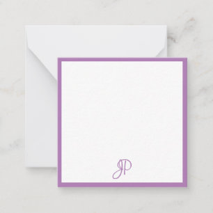 Personalized Lavender Color Handwritten Monogram Note Card