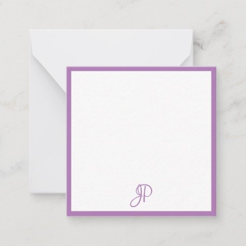 Personalized Lavender Color Handwritten Monogram Note Card