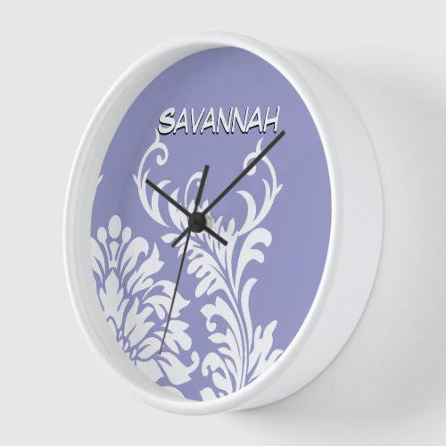 Personalized Lavender Damask or Any Color Wall Clock