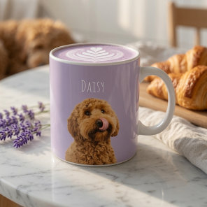 Personalized Lavender Dog Photo Mug with Name