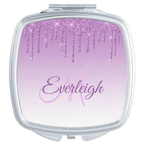 Personalized Lavender Dripping Glitter Compact Compact Mirror
