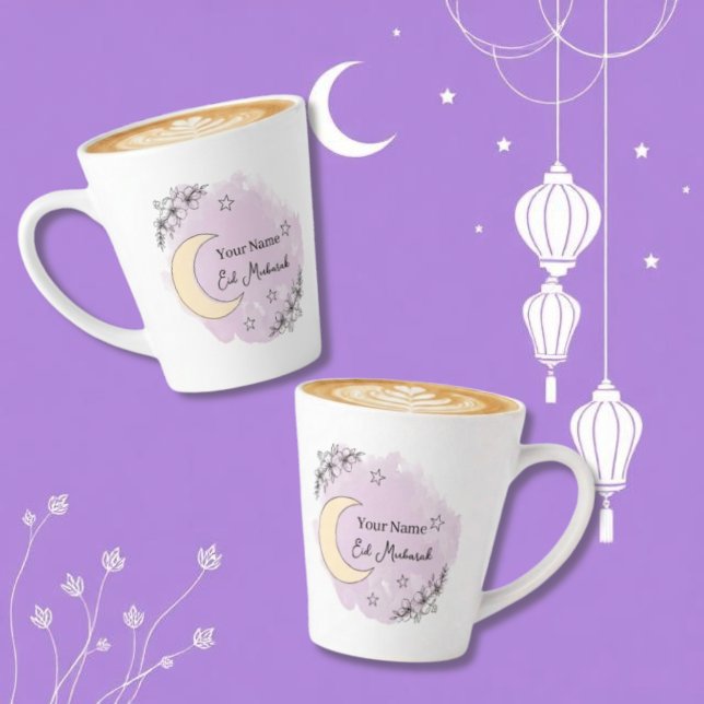 Personalized Lavender Eid Mubarak Coffee Mug (Creator Uploaded)