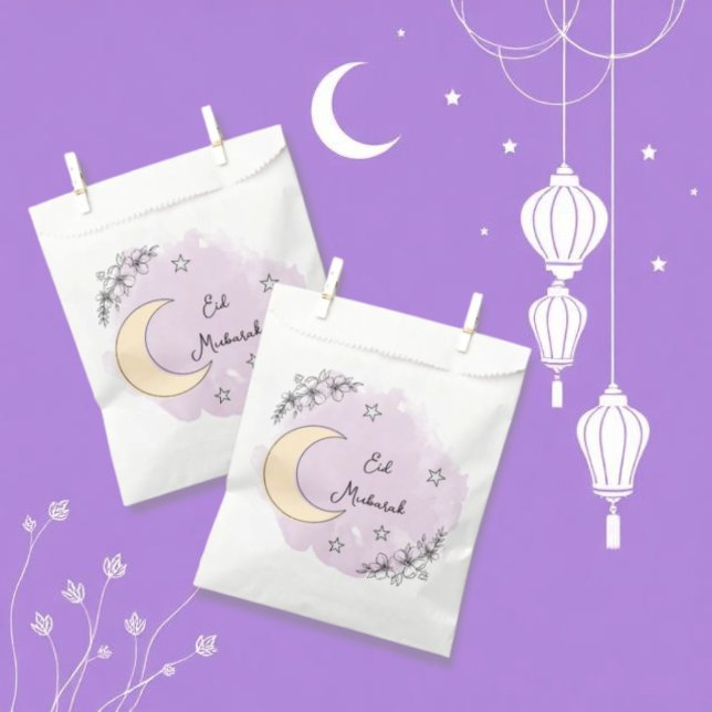 Personalized Lavender Eid Mubarak Favor Bag (Creator Uploaded)