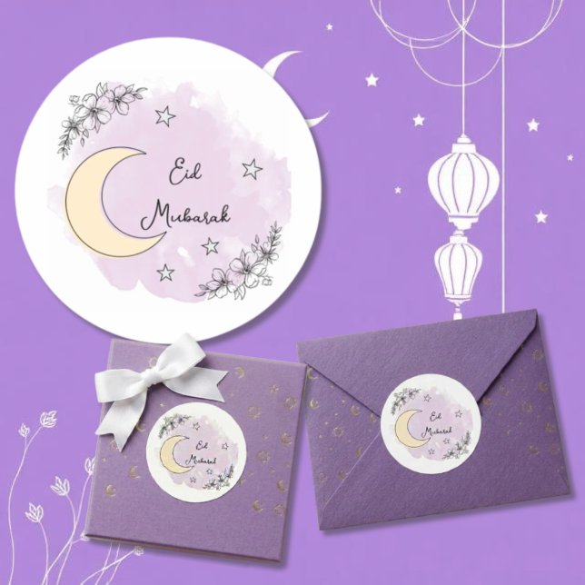 Personalized Lavender Eid Mubarak Stickers (Creator Uploaded)