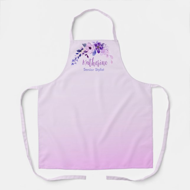 Personalized Lavender Elegance Stylist Apron (Front)