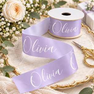 Personalized Lavender Elegant Name Satin Ribbon
