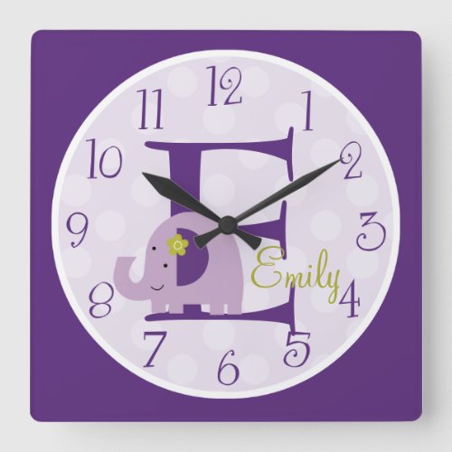 Personalized Lavender Elephant Clock