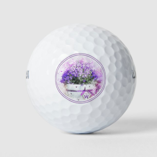 Personalized Lavender Floral Golf Balls (Front)