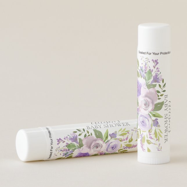 Personalized Lavender Floral Lip Balm (Front)