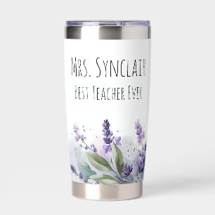 Personalized Lavender Flowers Teacher Appreciation Insulated Tumbler