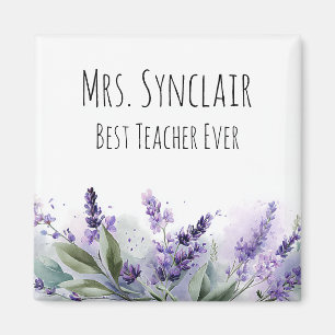 Personalized Lavender Flowers Teacher Appreciation Magnet