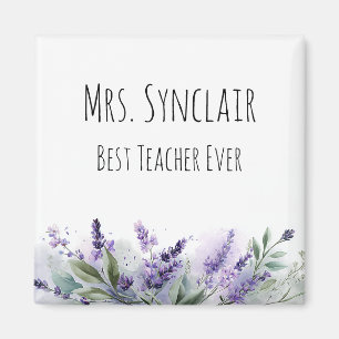 Personalized Lavender Flowers Teacher Appreciation Magnet