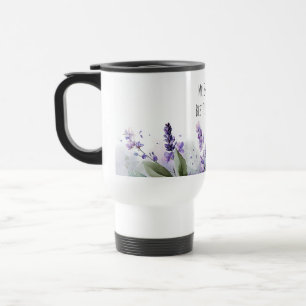 Personalized Lavender Flowers Teacher Appreciation Travel Mug