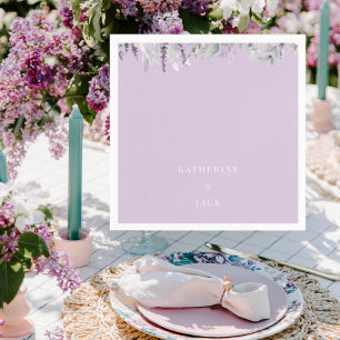 Personalized Lavender Foliage Wedding Cocktail Napkins