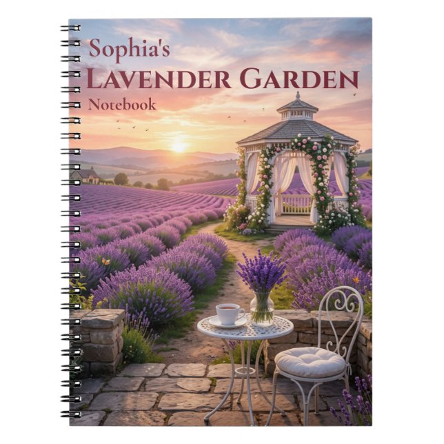 Personalized Lavender Garden Spiral Notebook (Front)