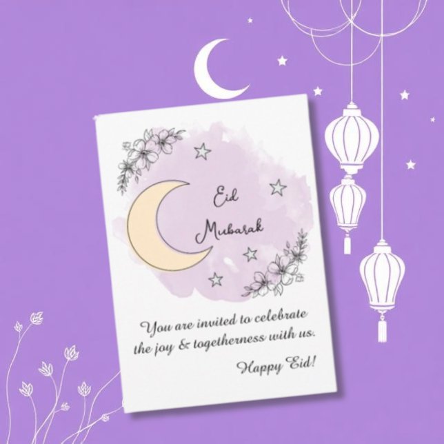 Personalized Lavender Line Art Eid Invitation (Creator Uploaded)