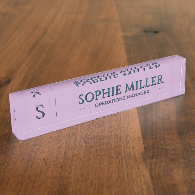 Personalized Lavender Name Gift for Her Desk Name Plate (Side)