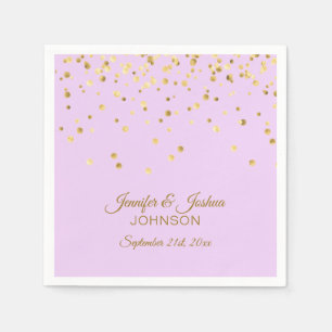 Personalized Lavender Pastel Gold Confetti Wedding Paper Napkins