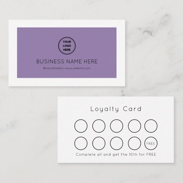 Personalized Lavender Pastel Modern, Minimalist  Loyalty Card (Front/Back)