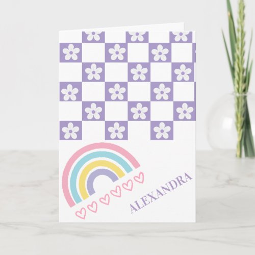 Personalized Lavender Pastel Rainbow Greeting card