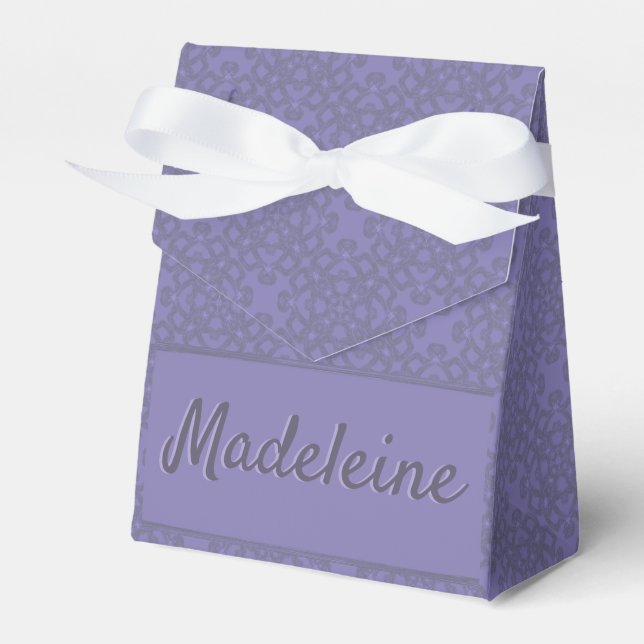 Personalized lavender pattern favor boxes (Front Side)