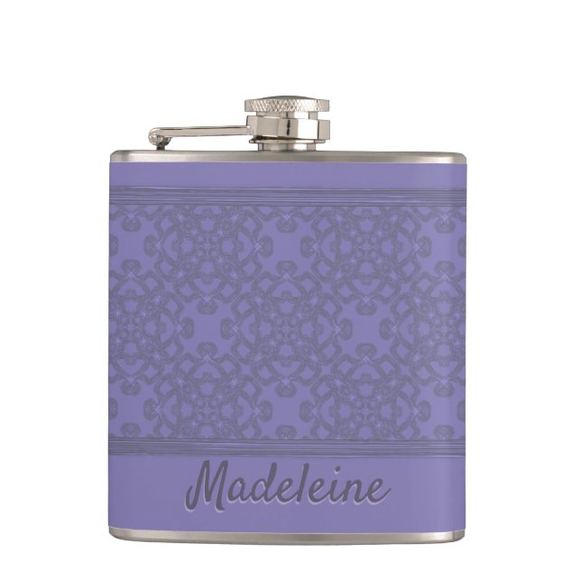 Personalized lavender pattern flask (Front)