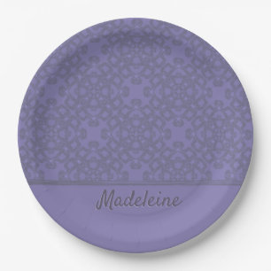 Personalized lavender pattern paper plates