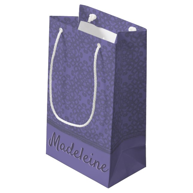 Personalized lavender pattern small gift bag (Back Angled)