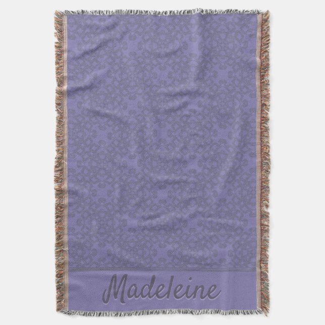Personalized lavender pattern throw blanket (Front Vertical)