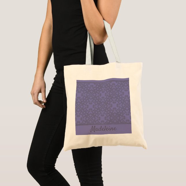 Personalized lavender pattern tote bag (Front (Product))