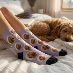 Personalized Lavender Pet Face Socks Custom Dog