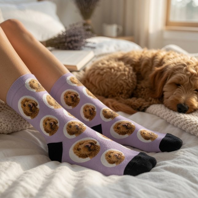 Personalized Lavender Pet Face Socks | Custom Dog  (Creator Uploaded)