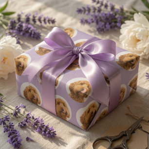 Personalized Lavender Pet Face Wrapping Paper