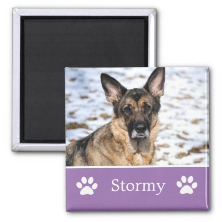 Personalized Lavender Pet Photo Magnet