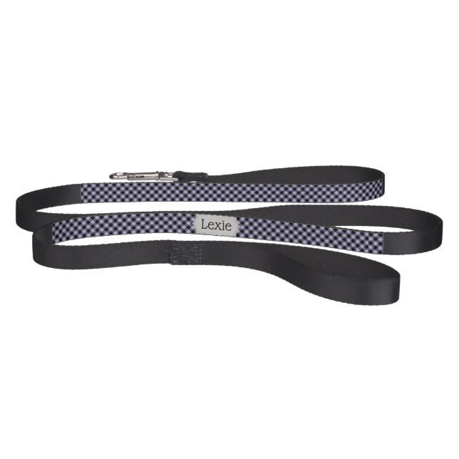 Personalized Lavender Purple and Black Plaid  Pet Leash (Full)