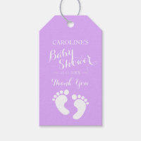 Personalized Lavender Purple Baby Feet Baby Shower Gift Tags