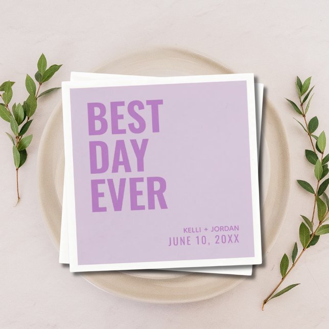 Personalized Lavender Purple Best Day Ever Wedding Napkins (Personalized Lavender Purple Best Day Ever Wedding Napkins
)
