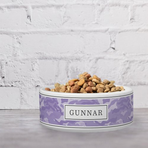 Personalized Lavender Purple Camo Pattern Pet Bowl