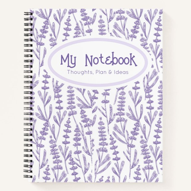 Personalized Lavender Purple Elegant Floral Notebook (Front)