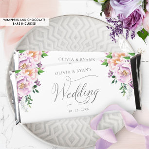Personalized Lavender Purple Floral Wedding Hershey Bar Favors