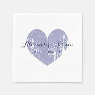 Personalized lavender purple heart wedding napkins